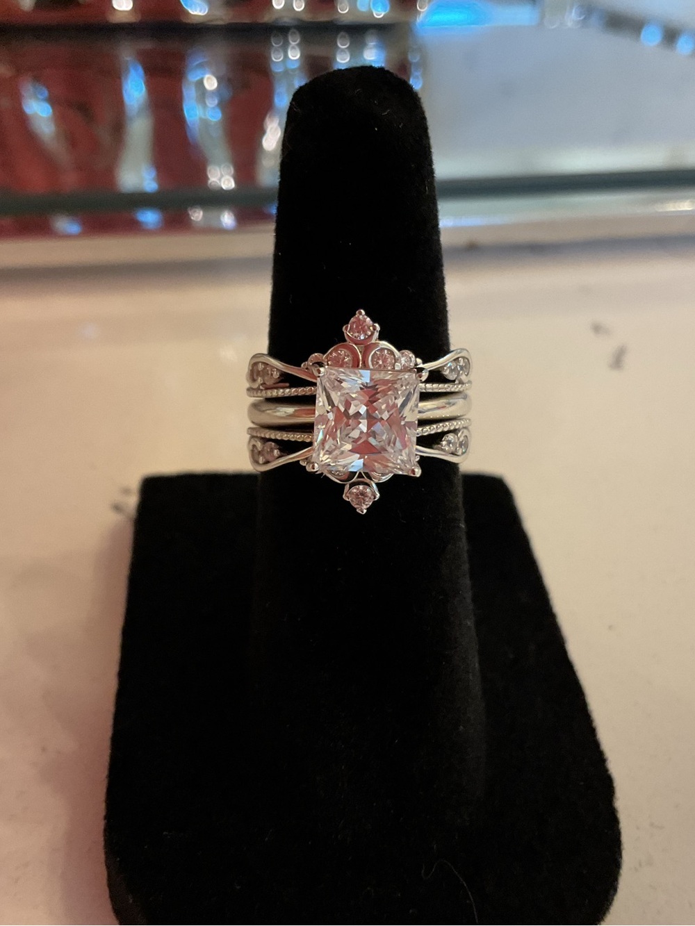 Silver-Tone Women’s Cubic Zirconia Statement Ring - Clear